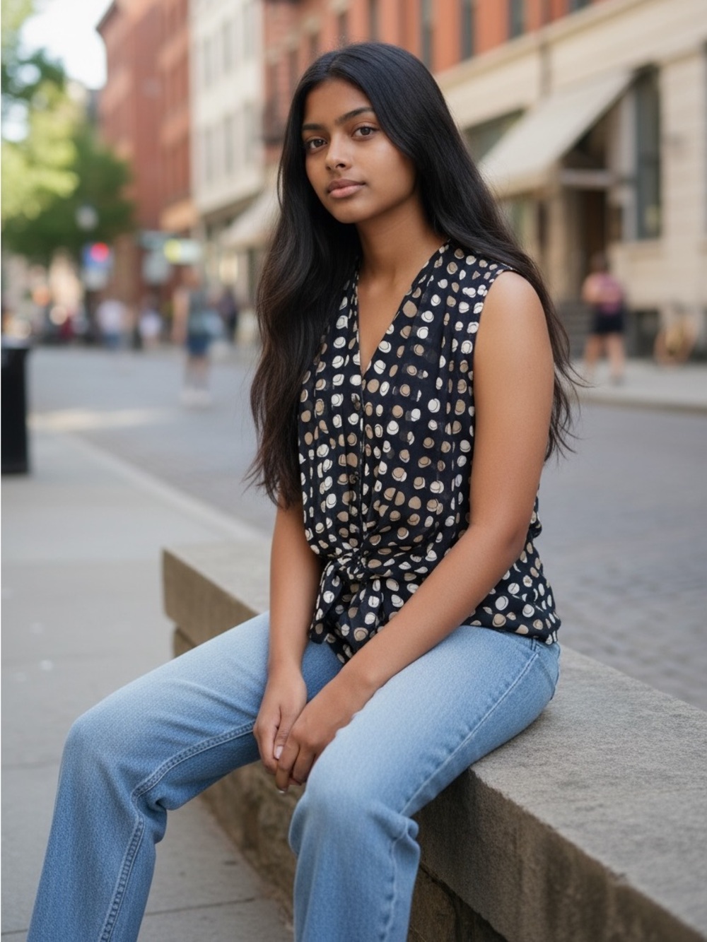 Anthropologie Moulinette Soeurs 100% Silk polka dot blouse